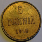 1910 5 penniä kl7 harvinainen kolikko - pikkukuva 1