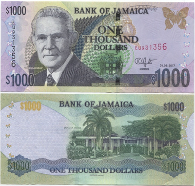 Jamaika Jamaica 1000 Dollars 2017 UNC uusi