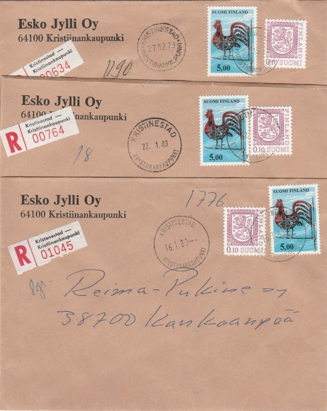 Postileima, Kirjattu KRISTIINANKAUPUNKI,  3 erilaista leimaa
