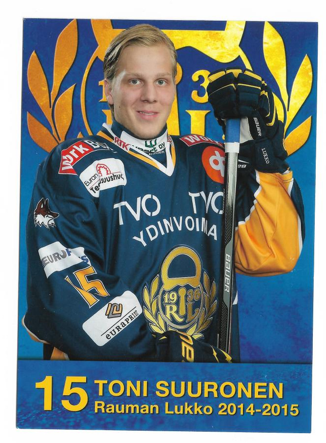 2014-15 Rauman Lukko Postikortti Toni Suuronen