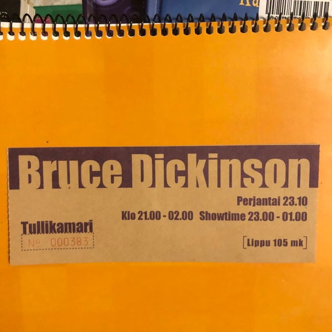 Keikkalippu: Bruce Dickinson. 23.10.1998. Tampere.