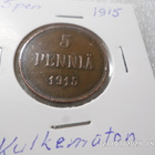 5  penniä  1915   kulkematon   virheetön   raha, - pikkukuva 5