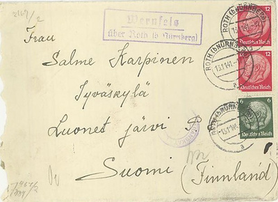 Saksa Mi 519 ym kirje Suomeen