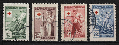 1946 Punaisen Ristin merkkisarja leimattuna