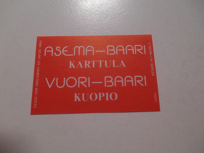 TT Etiketti Asema-Baari Karttula Vuori-Baari Kuopio