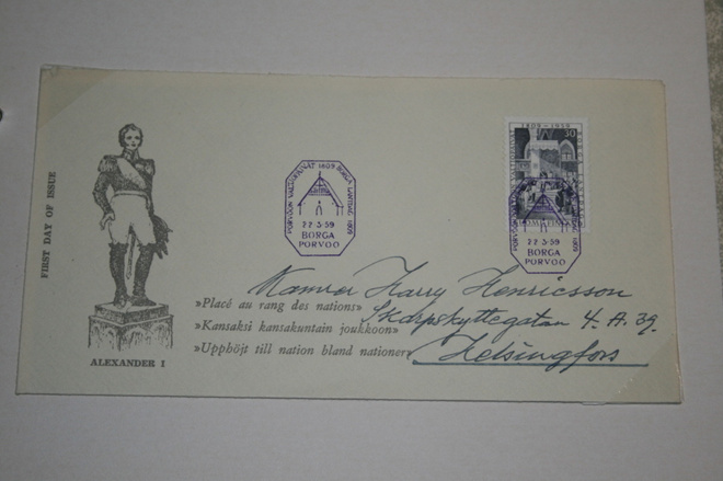 FDC kuori 22.3.1959 Porvoon valtiopäivät