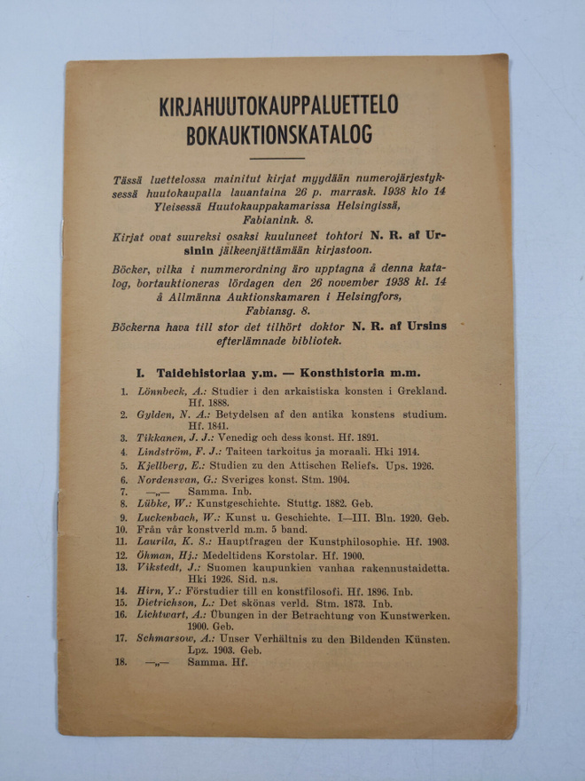 Kirjahuutokauppaluettelo : tässä luettelossa mainitut kir...