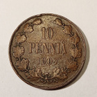 * 10 penniä * 1907 * Copper/Kupari *1+ - pikkukuva 1