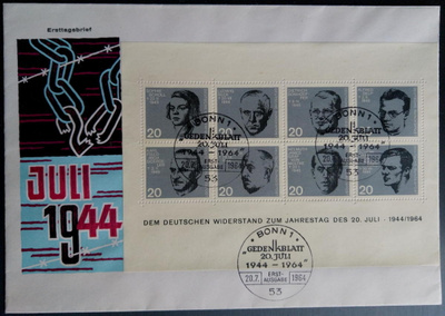 Länsi-Saksa, Hitler-Attentaatin 20 v. blokki, FDC 1964