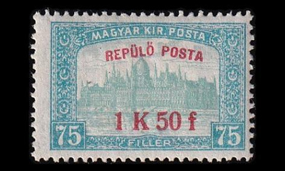 Unkari 210 * Lentoposti 1.50 Kr / 75 f (1918)