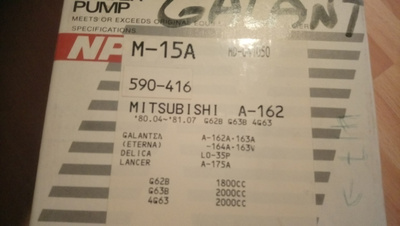 Mitsubishi Galant ja Pajero Vesipumppu NPW M-15A, A-162.