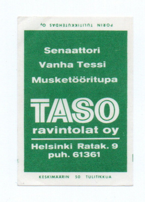 Porin Tulitikkutehdas TASO Ravintolat Oy  Helsinki