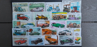 Autot / Autoja Postimerkkejä, Leimattuja 23 kpl