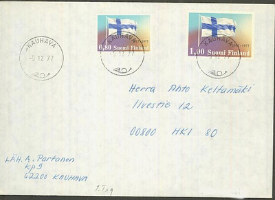 1977 itsenhäisyys FDC - pvm-leima Kauhava - loisto