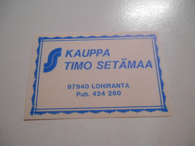 TT Etiketti S-kauppa Timo Setämaa Lohiranta