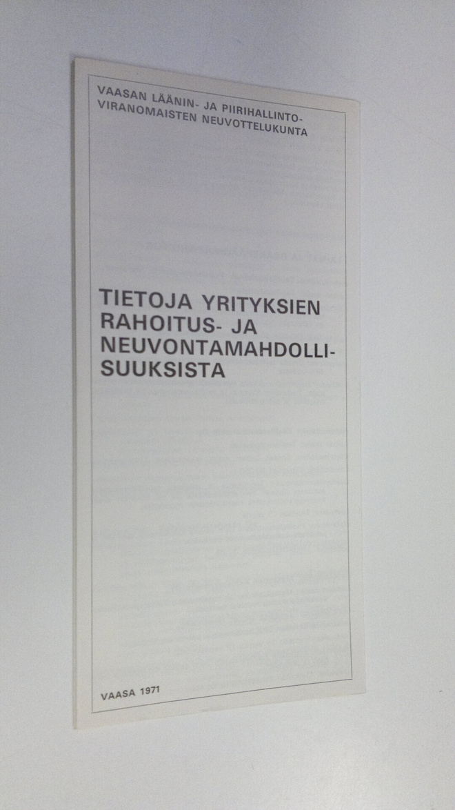 Tietoja yrityksien rahoitus- ja neuvontamahdollisuuksista