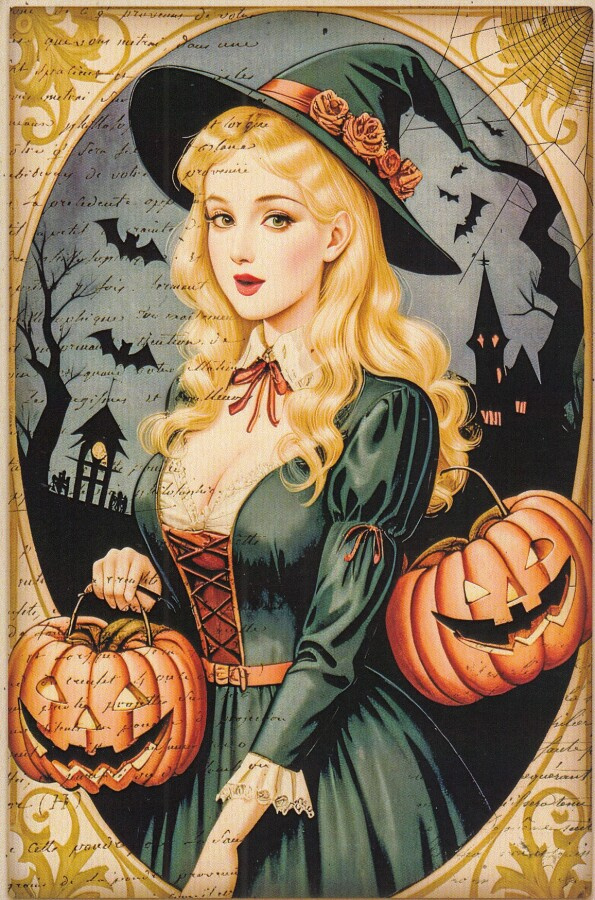 Halloween vaaleatukkainen noita