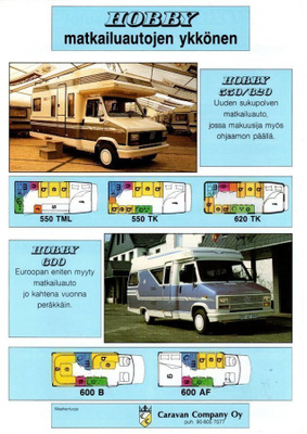 Fiat Ducato Hobby matkailuauto -esite, 1988