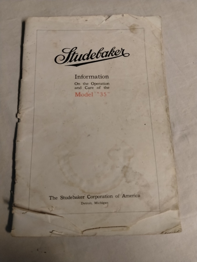studebaker model 35 ohjekirja