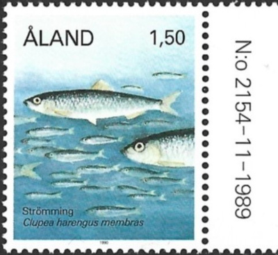 Åland 1990 Kaloja 1,50 mk välilöpari numero ** LaPe 038