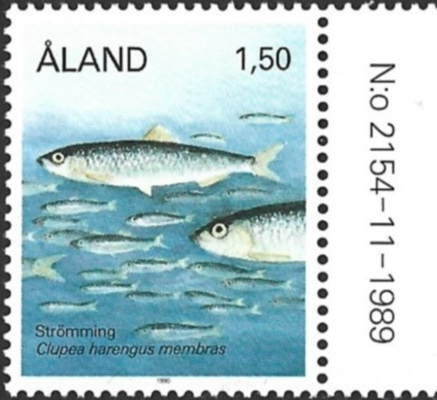 Åland 1990 Kaloja 1,50 mk välilöpari numero ** LaPe 038