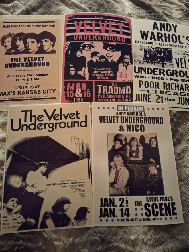 THE VELVET UNDERGROUND - julistesetti A4 x 5 (UPEA lahja!) 1