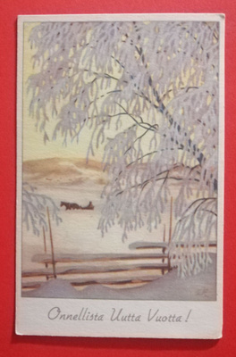 Vanha uudenvuoden kortti kulk. 1952