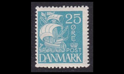 Tanska 170 ** Laiva tasainen tausta 25 öre sininen (1927)