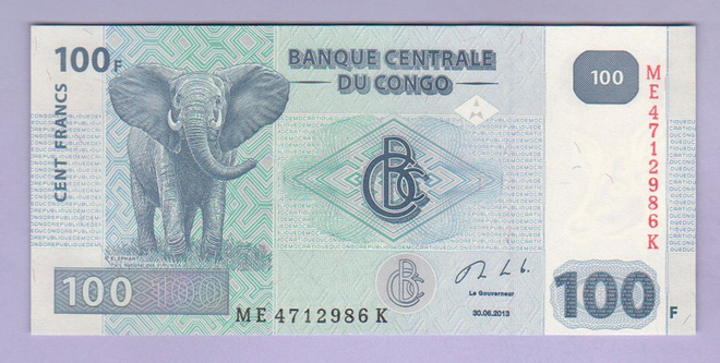 Kongo Congo DR 100 Francs v.2013 UNC P-98