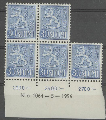 1956 30 sininen leijona 5-ryhmä nrolla 1064 ++