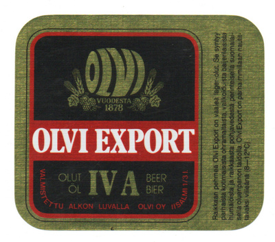 Olvi oy Iisalmi OLVI EXPORT IV A Olut etiketti