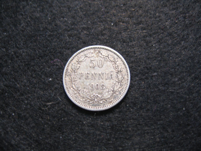 50 penniä 1908 - hopeaa