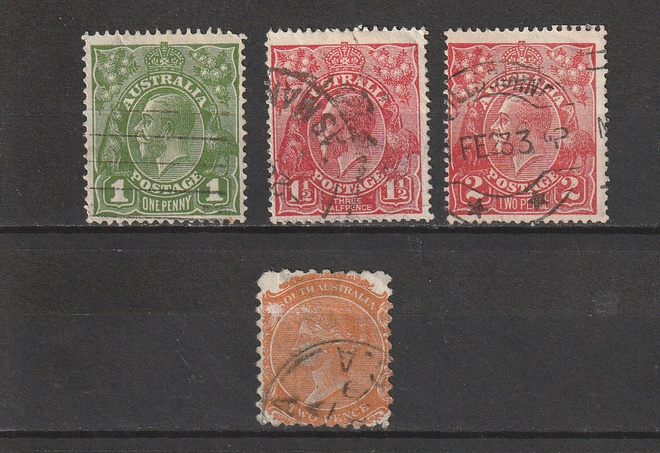 1924 Australiaa ja 1871 South Australiaa leimattuna