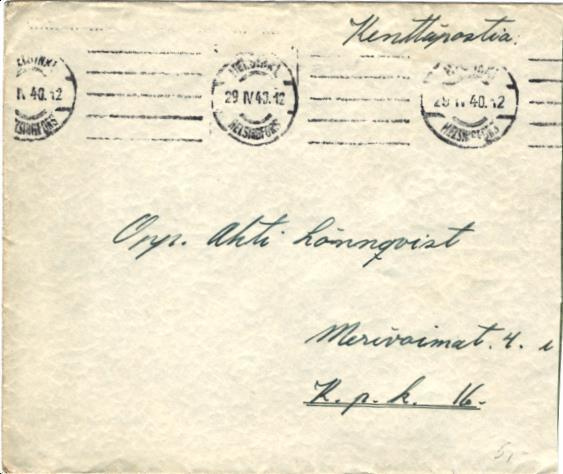 KENTTÄPOSTI  MERIVOIMAT 4 KPK 16
