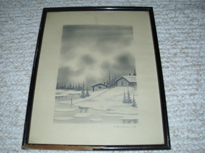 Upea Talvimaisema E.Koskinen 1947 "Uniikki teos"