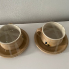 Kermansavi beige kahvikupit ja aluslautaset - pikkukuva 4