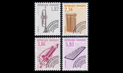 Ranska 2968-71 ** Soittimia ennakkomitätöintimerkit (1993)