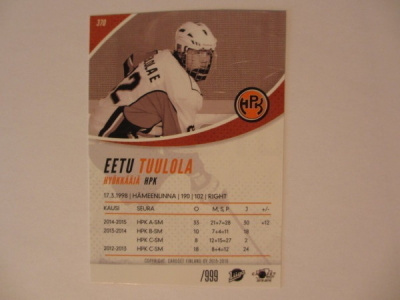 VIRHEKORTTI Eetu Tuulola HPK Rookie /999