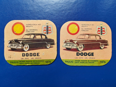 PAULIG KAHVILAPPU: DODGE 2 KPL TYYPPI 1 JA 2