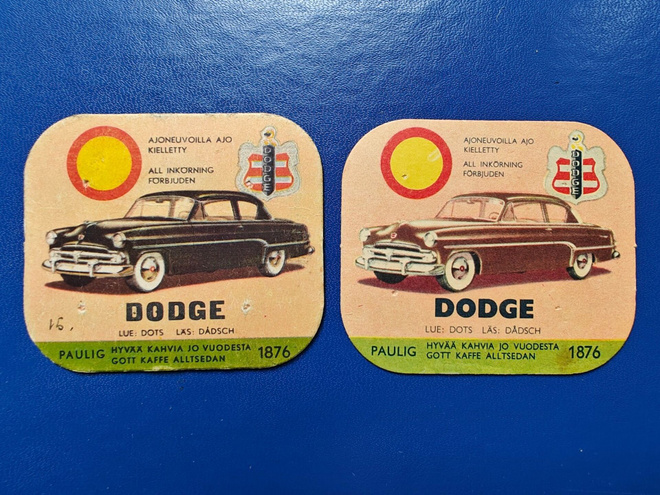 PAULIG KAHVILAPPU: DODGE 2 KPL TYYPPI 1 JA 2