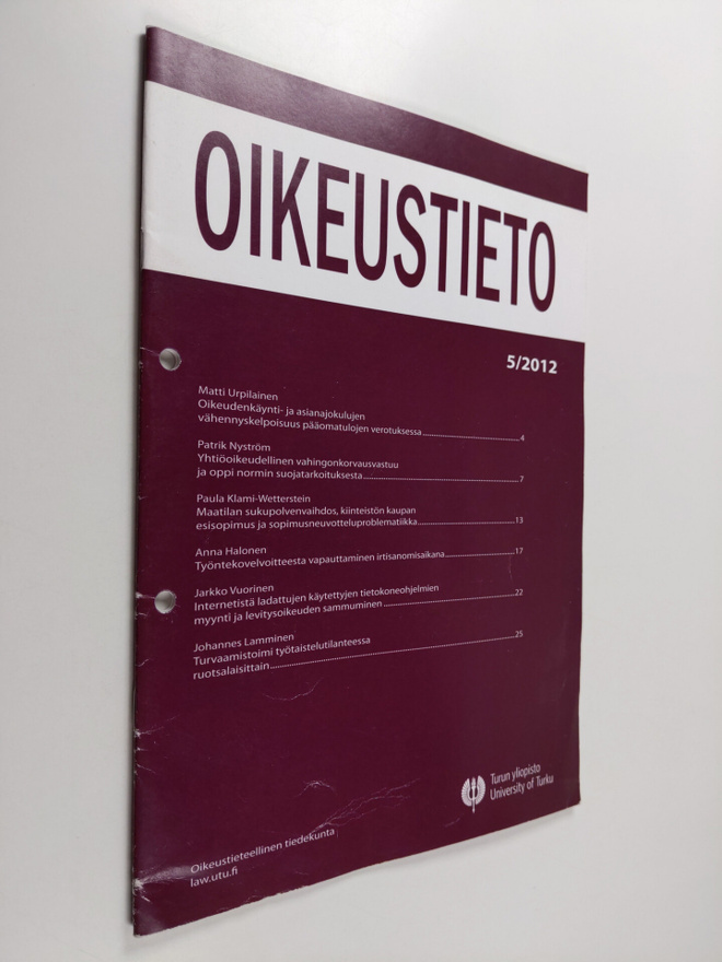 Oikeustieto 5/2012 : Turun yliopiston oikeustieteellisen ...