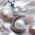 844 .. 18 Duble Silver Moon Akoya Helmi .. Kaulakoru - pikkukuva 2