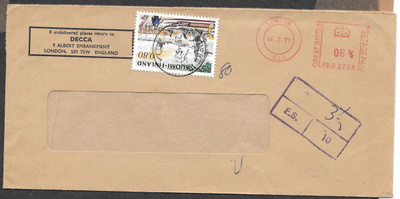 Postilähetys - Englanti Suomi frank. lunastus (LAPE 787)