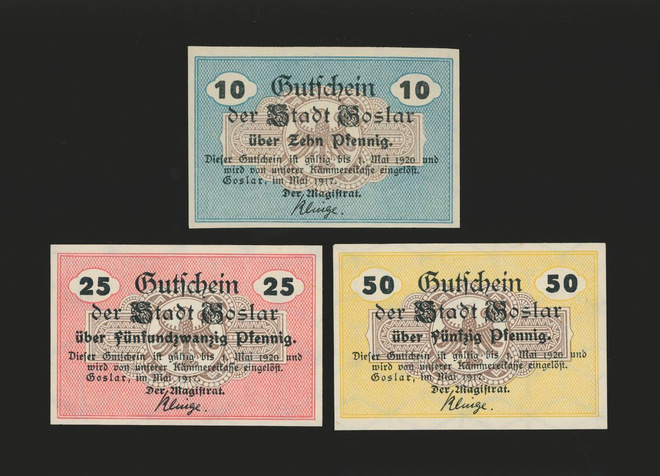 Saksa Notgeld 10, 25, 50 Pfg, Goslar 1920