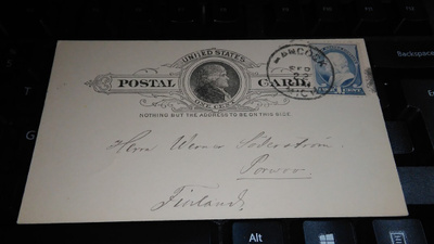 Usa - Porvoo UPU Ehiökortti lisäm. 1890 26/11