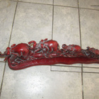 VINTAGE RED GLAZED ELEPHANTS ON BRIDGE , 48 cm & n 2,2 KG - pikkukuva 3