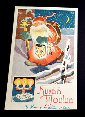 Toivo Fahlenius käytetty, vanha joulukortti