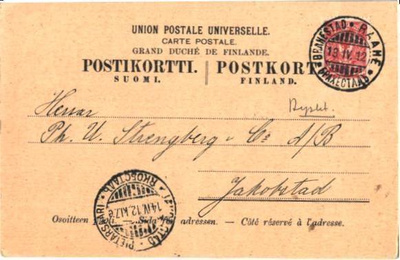 FIRMAKORTTI RAAHE JOHAN LANG DRAND DUCHË DE FINLANDE