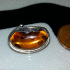 Vintage hopea meripihka amber rintakoru solki 925 - pikkukuva 2