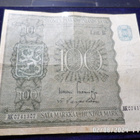 100 mk 1945 Litt. B AK 0741307 kulkenut taiteltu seteli - pikkukuva 3